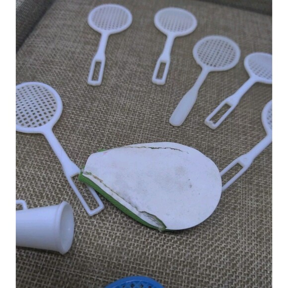 Vintage Barbie 1980s Tennis Rackets Case Megaphone Sports Sport Ken 10 Piece Lot - Picture 7 of 11